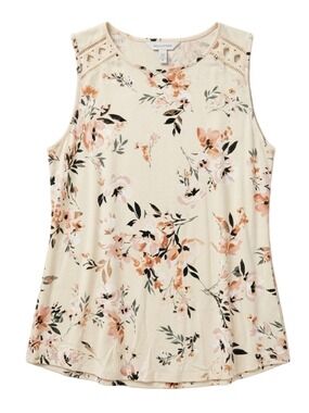 Daniel Rainn Lace Tank Sleeveless Floral Sheer Detail Blouse Top Petite XS